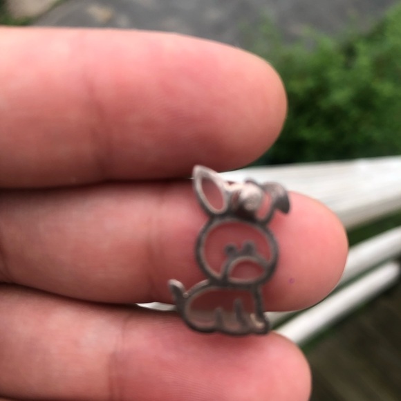 Silver Bunny/Dog? Charm Sterling Silver Charm/Pendant - Picture 5 of 13